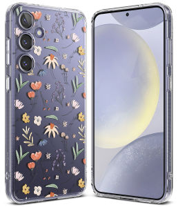 RINGKE® FUSION DESIGN Samsung Galaxy S24+/ S24 Clear Hard Back with Dry Flower Design Shockproof TPU Bumper Phone Cover