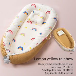 Baby Bed Set for Newborn Crib Anti-startle Bionic Sleeping Baby Nest Portable Crib Bed Baby Bedding Crib Bed with Pillow