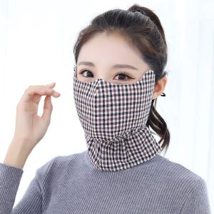 JJT Warm Winter Face Mask with Neck Protection Checkered Design Breathable and Washable for Outdoor Use