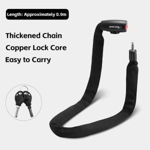 2026 WEST BIKING Bicycle Chain Lock Motorcycle MTB Bike Safety Chain Lock With 2 Keys Cycling Accessories Anti-theft Bike Locks