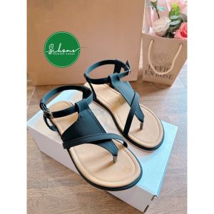 Giày sanal nữ kẹp ngón quai da siêu mềm đế cao 2CM nhẹ êm hottrend (Chân to tăng size)