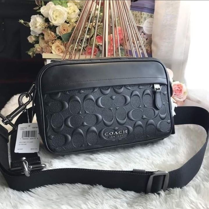 Coach F50713 Graham Crossbody in Black Signature Refined Calf