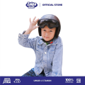 Helm Anak Bogo Polos Viral Untuk Usia 2 3 4 5 6 7 Tahun SNI Warna Cream Hitam Lucu Kaca Cembung. 