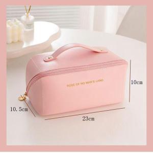 Classic Minimalist Cosmetic Pouch with Handle Large Capacity Potable Elegant Multi-Purpose Toiletries Make up Organizer Pouch