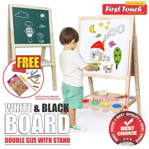 Magnetic Whiteboard with Stand for Kids Greenboard 2 in 1(Adjustable Stand) Papan Putih Papan Hijau Tulis