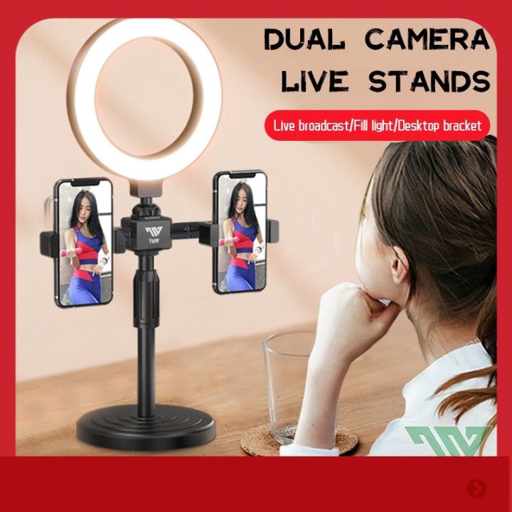 < TNW Ring light 6inch Dual Phone Stand For Vlogging with