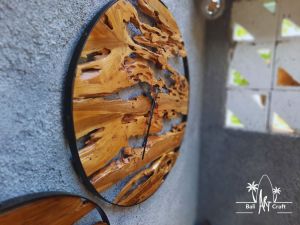 Dekorasi Ruangan - Jam Dinding Bahan kayu jati Ukuran 40cm