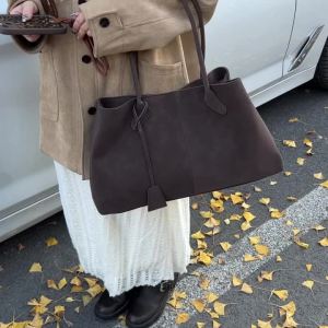 MOODS Retro Shoulder Tote Bags For Women Faux Suede Pure Color Big Capacity Shopper Simple Fashion Designer Handbags Luxury 20262026