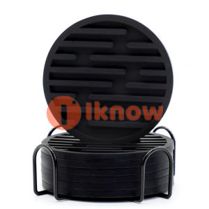 I know Silicone Drink Coasters Set of Holder Cup Coaster for Drinks Deep Grooved Absorbent Coaster Protect Furniture from Damage Large 10CM Cup Mat 6 PCS