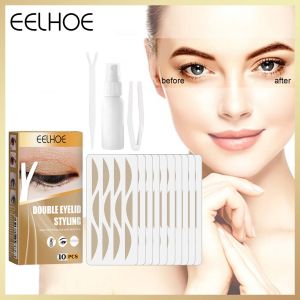 EELHOE Double Eyelid Tape Invisible Lace Olive Shape Type Lasting Waterproof Glue-free Natural Mesh Will Stick Beautiful Eye Design Glue-free Invisible Eyelid Stickers Lace Mesh Eyes Lift Strips Adhesive Waterproof Double Eyelid Tape Makeup Tools