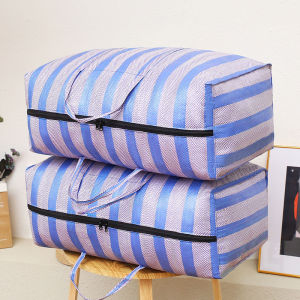 Nylon Woven Bag Graduation Season Moving Bag Large Capacity Luggage Moving Bag Blue and White Striped Packing Shipping Snake Skin Bag [ Free Shipping ]