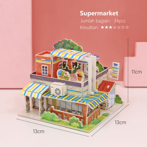 DreamBaby Mainan edukasi puzzle 3D DIY jigsaw mainan anak DIY rumah Paper house