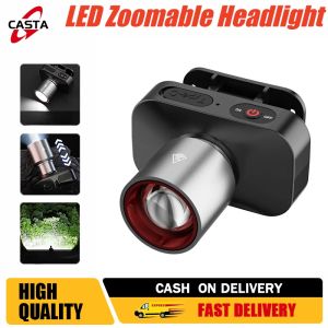 Zoomable Headlight Flashlight Led Usb Rechargeable Waterproof Induction Headlamp Outdoor Camping