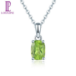 925 Silver Pendant Genuine Gemstone Peridot Solid 925 Sterling Silver Chain Fine Simple Jewelry for Women Girl Gift