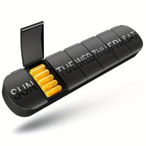 1pc Portable Pill Box 7 Day Week Medication Pills Medication Dispenser Vitamin Box Large Capacity 7 Day A Week Individually Dispensed Sealed Long Pill Boxes