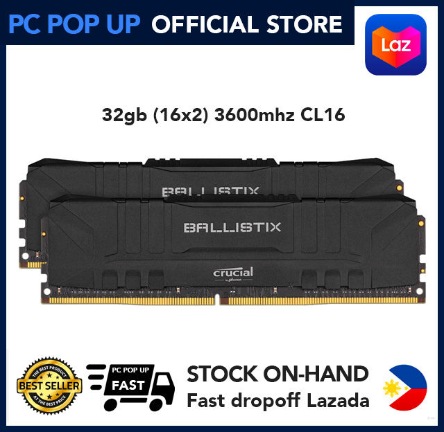 Crucial Ballistix DDR4 RAM 32GB 3600mhz CL16 Desktop Gaming Memory (16GB  x2) Black 3600 Mhz | Lazada PH