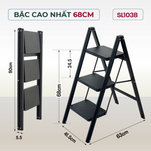 Thang gấp gọn gia đình chữ A 2 - 4 bậc thép carbon FUJIHOME Nhập Khẩu thang xếp gọn bản to rộng step ladder