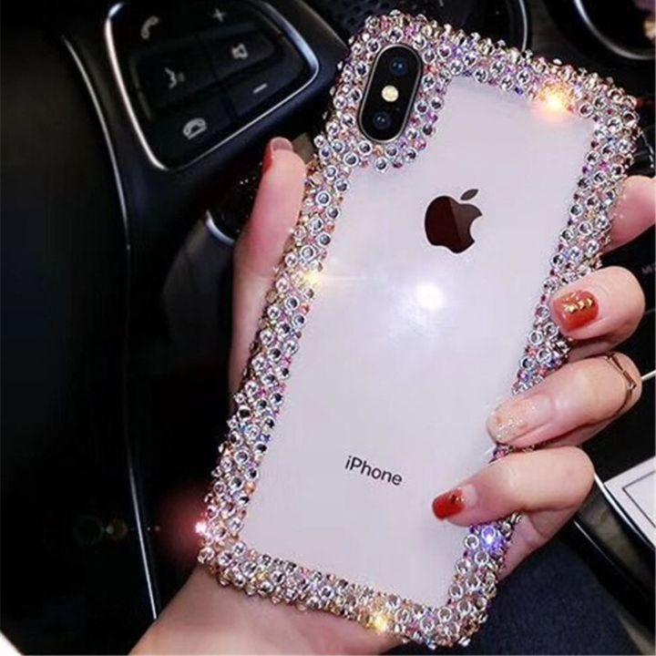 For iPhone 13 Luxury Rhinestone Phone Case for IPhone 12 Pro 6S 11 12  Mini X XR XS MAX Cases Acrylic Diamond Clear Crystal Cover Coque
