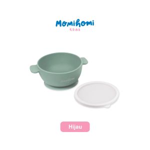 Momi Homi SET MPASI Mangkuk Piring Sillicone Dan Sendok Stainless Suction BPA FREE Anti Slip Perlatan Makan Untuk Anak Anti Tumpah Tempat Makan Bayi Mangkok Silikon Mangkuk Bayi Tahan Panas / Microwave Safe 220 Derajat Celcius Food Grade 250 ML Biru