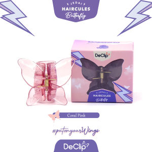 DeClip Jedai Butterfly Haircules Jepit Kupu Gigi 4 Ukuran 45cm Warna Coral Pink