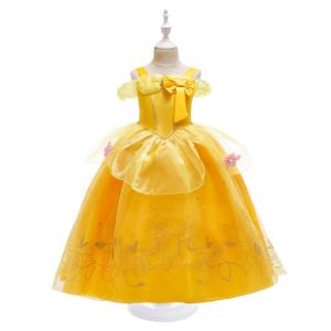Trẻ Em Vẻ Đẹp Và Các Con Thú Trang Phục Vàng Công Chúa Belle Ăn Mặc Cho Cô Gái Sinh Nhật Bóng Dresses bữa tiệc Halloween Cosplay Belle Ăn Mặc