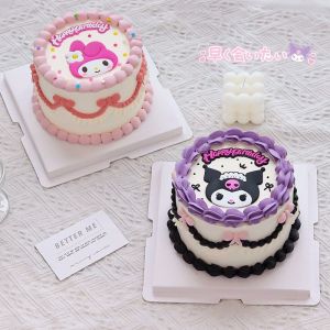 Cartoon Sanrio Kuromi Melody HelloKitty Cake Topper Collectiong 3D Soft Clay Doraemon Doll Cake  Decorations Pink Girl Wedding Birthday