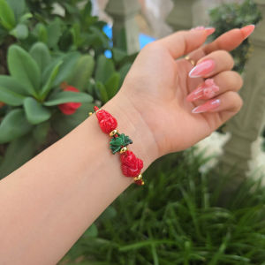 Q1578 Vòng hoa sen Cẩm Thạch Sơn Thủy hồ ly tỳ hưu Ngọc Huyết - Phong Thuỷ TUDO P