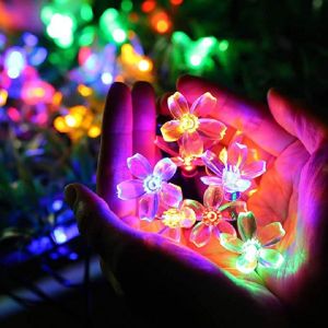 Christmas Decor Cherry Blossom LED Light Waterproof Solar Light Outdoor Decoration Fairy Light Garden Christmas Tree 5M /6.5M/ 7M