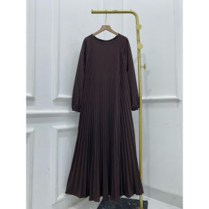 Gamis Plisket Mayung Maxy Panjang 135cm Premium - Dress Wanita Kondangan Bumil Polos Lengan Panjang