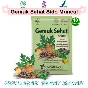 SIDOMUNCUL JAMU GEMUK SEHAT 10 SACHET OBAT HERBAL PENGGEMUK BADAN PENAMBAH NAFSU MAKAN BPOM