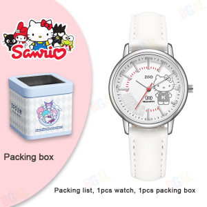 (พร้อมกล่อง/36.1 มม.) แท้ 100% Sanrio นาฬิกา Hello Kitty สำหรับเด็กผู้หญิงนาฬิกาควอตซ์สายหนังนุ่มกันน้ำกันกระแทกของขวัญวันเกิด Cinnamoroll ของขวัญคริสต์มาส 2179