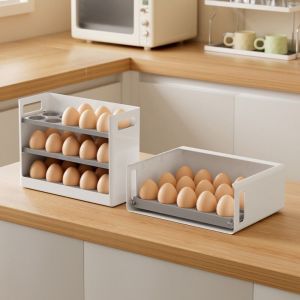 OKDEALS01 30 Grids 3 Tiers Egg Storage Box Anti-drop Plastic Flip-top Egg Storage Box Portable Large Capacity Egg Container for Kitchen
