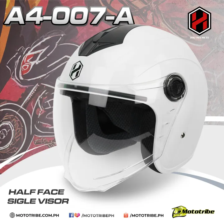 hnj helmet lazada HNJ Helmets A4-007-A Half Face Single Visor Motorcycle Helmet New Red  Motorcycle Helmet Medium Size Motorcycle Helmet - Lazada