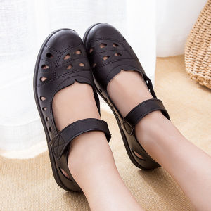 Free Shipping Baotou Hollow-Out Soft-Soled Mom Shoes Comfortable Flat Shoes For Spring WomenS Shoes Perforated Sandals New Styles For Middle-Aged And Elderly Women