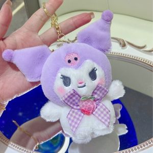 Kawaii Hello Kitty Plush Keychain Cinnamoroll Kuromi My Melody Keychains Cute Girl Room Decor Holiday Gifts Toys for Girls
