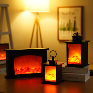 Fireplace Decorative Lantern Led Simulation Night Light Fireplace Light Lamp Flame Light Nordic Style Halloween Christmas Home Decoration Bedroom Living Room Kitchen