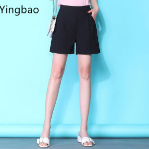 Yingbao Quần Short Nữ Cotton Dressy Quần short ống suông giản dị cạp co dãn mùa hè giữa tăng quần sooc chấm tròn cỡ lỡn quần đùi mặc nhà