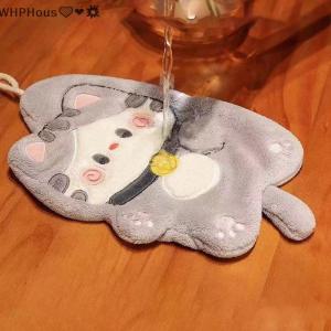 WP💓💛💖 Cute Cat Hand Towels Quick Drying Kitchen Cleaning Rag Coral Velvet Cartoon Animal Absorbent Hanging Bathroom Towel Supplies