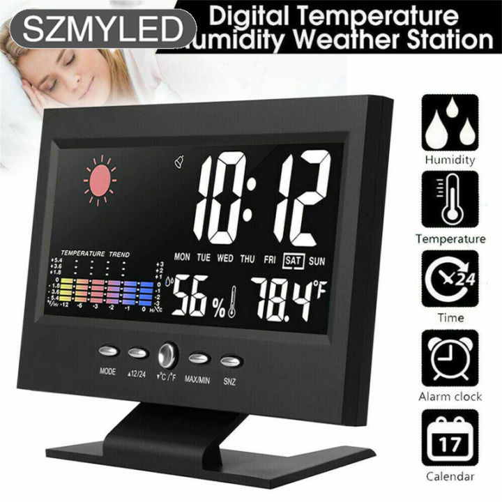 Monitor Add On Clock 5-in-1 Desktop Digital Alarm Clock Voice Control Touch Screen Energy ...
