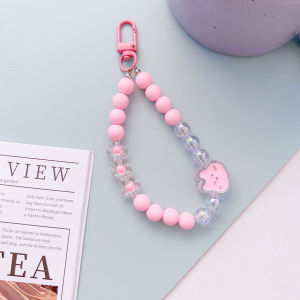 gantungan hp aesthetic Tali Rantai HP Motif Kartun Kelinci Manik-Manik Universal Lanyard