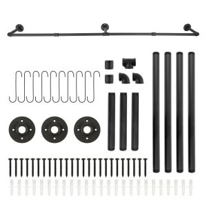 Industrial Pipe Clothes Rack 184cm x 27cm Wall Mounted Garment Rack Heavy Duty Iron Garment Bar Clothes Hanging Rod Bar Drying Racks for Room