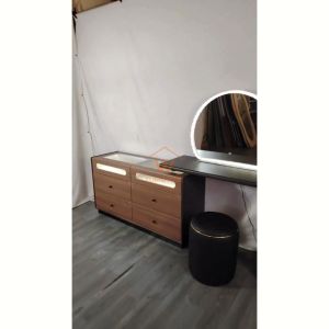 (Free Installation) Wfurniture Modern Dressing Table with Mirror & Stool Makeup Table Meja Solek