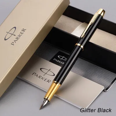 Parker IM Collection Fountain Pen Matte&Glitter Black with Gold Trim Fine Nib 0.5mm Luxury Gift Box Set for Men Women Professionals