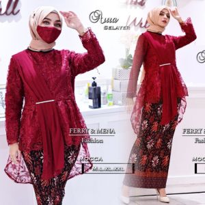 Setelan kebaya AURA selendang kebaya tille premium kebaya aurora rok plisket kebaya wisuda kebaya pesta kebaya modern kebaya kondangan