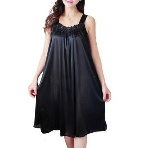 Áo ngủ nữ xếp li Lụa băng đồ ngủ rộng áo ngủ không tay váy ngủ mùa hè Áo ngủ mặc nhà