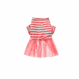 LEKGAVD Breathable Dog Striped Skirt Thin Design Short Sleeve Pet Gauze Skirt Pet Clothing Soft Summer Pet Costume Spring Summer
