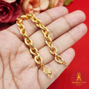 สร้อยข้อมือทองแฟชั่น ลายโซ่ตัดลาย ความยาว 6.5 นิ้ว ตะขอก้ามปู ชุบทอง ดีไซน์ทันสมัย ดูดี ใช้ได้ทุกโอกาส พร้อมส่ง #ปลายทาง