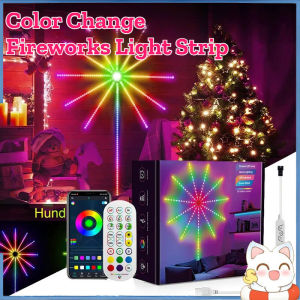 Color Change Fireworks Light Strip Bluetooth Sound Control Remote Control Home Party Christmas Decor