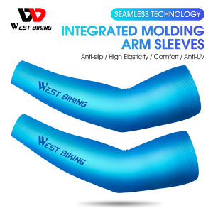 WEST BIKING UV Protection Cycling Arm Sleeves Ice Silk Sleeves Cover Bicycle Arm Protection Cuff Running Basketball Sport Anti-Slip Sleeves