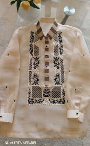 MODERN BARONG FOR MEN PURE EMBROIDERED SCATTERED COCOON